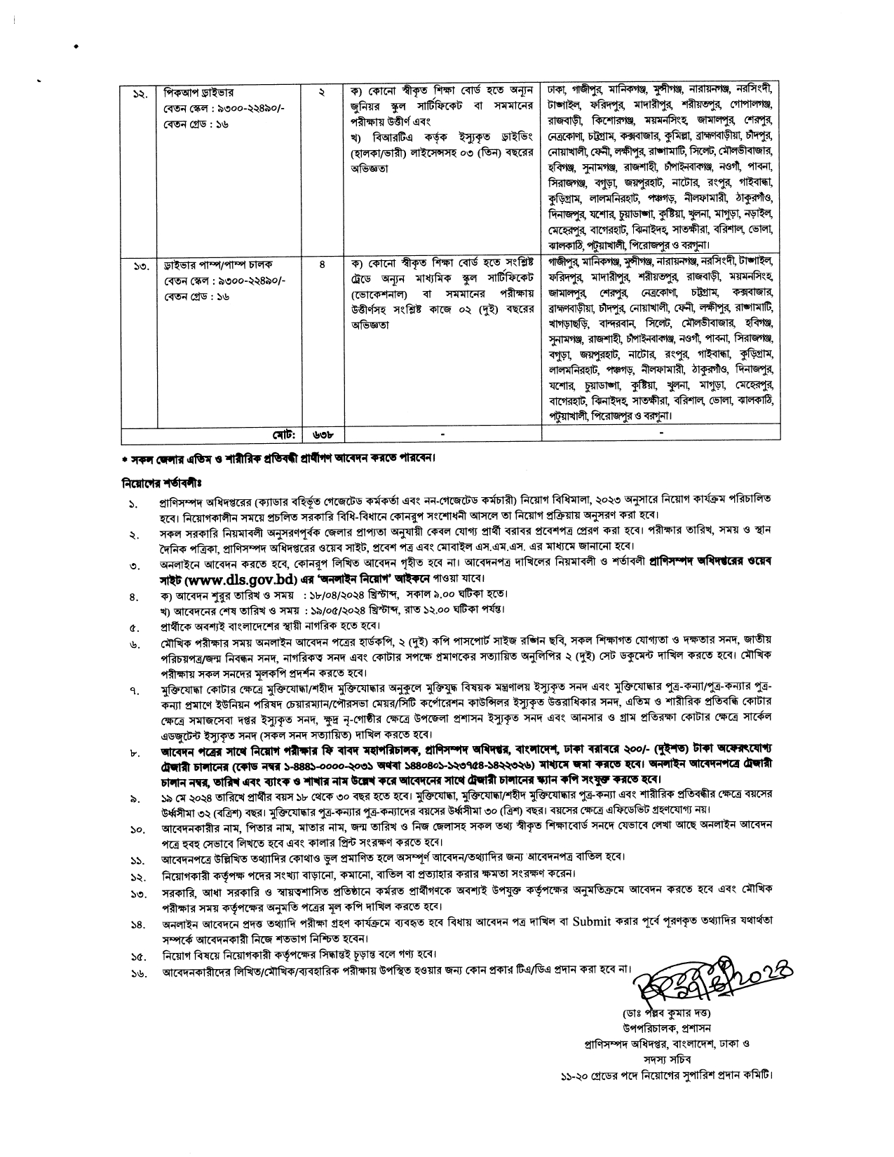 প্রাণিসম্পদ অধিদপ্তে চাকরি বিজ্ঞপ্তি ৩